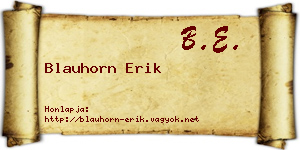 Blauhorn Erik névjegykártya